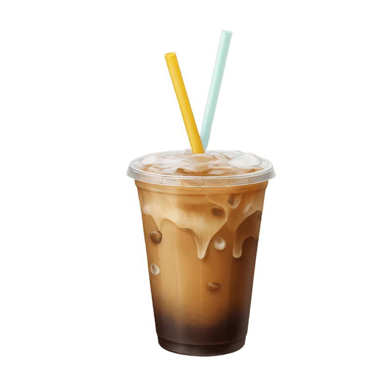 Iced coffee with one straw