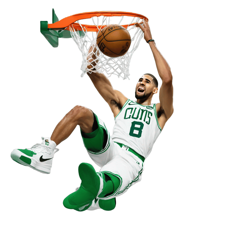 Jayson Tatum dunking on LeBron James