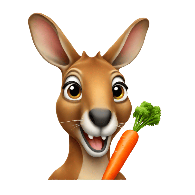 Kangaroo eating a carrot