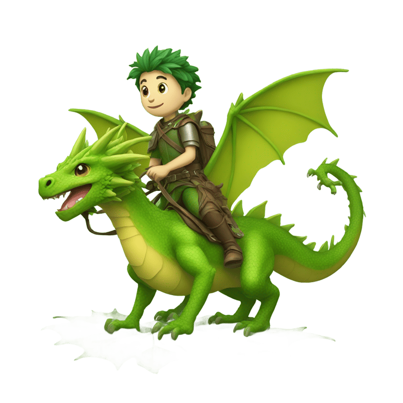 Leaf dragon with a rider