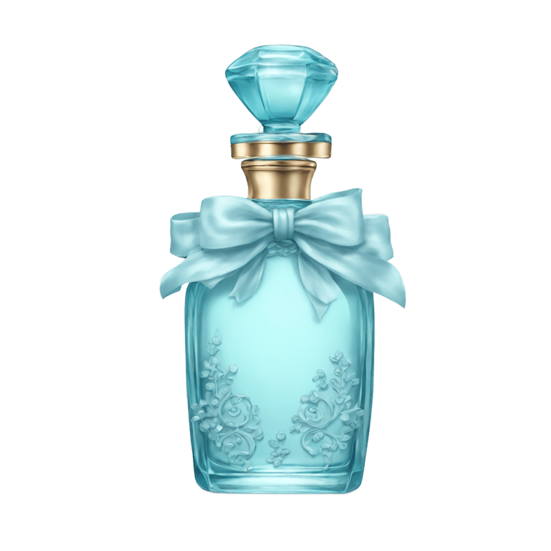 Light pale blue bow ornate perfume bottle