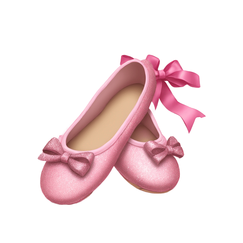 Light pink ballet shoes with a dark pink top decorated with silver glitter and a pink bow