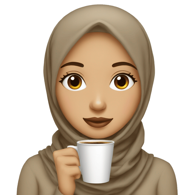 Light skin hijab girl drink coffee