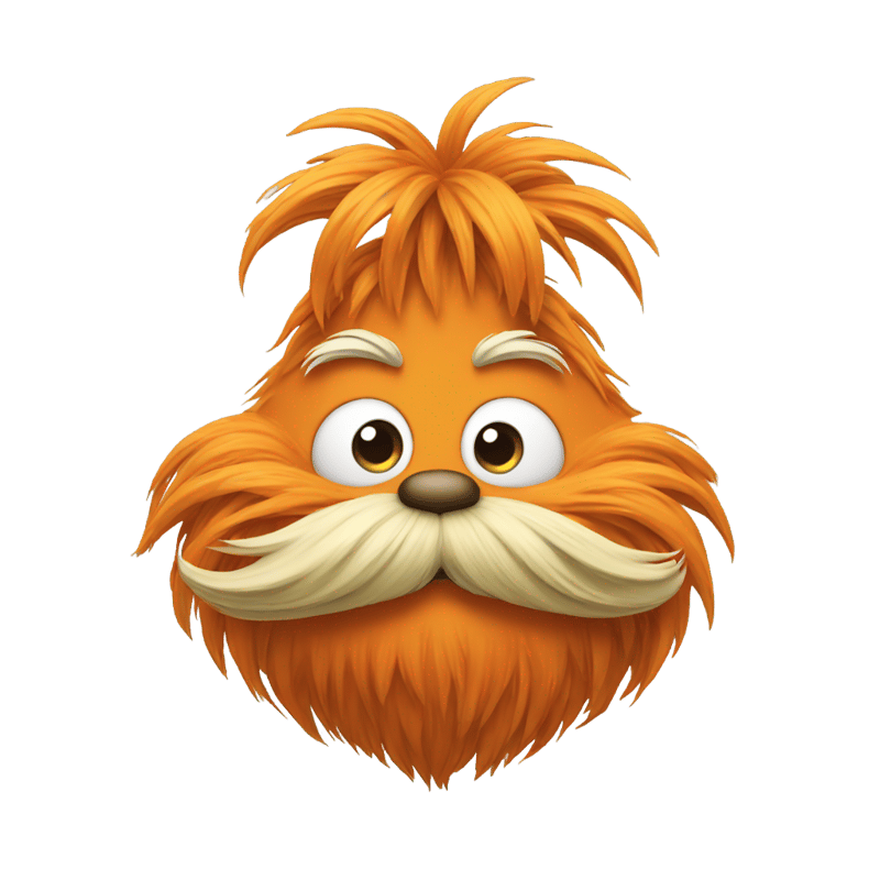 Lorax with mustache on head