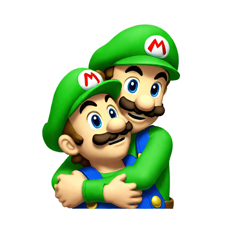 mario hugging luigi