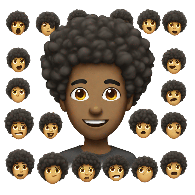 Mixed human with Afro hair sticking their tongue out