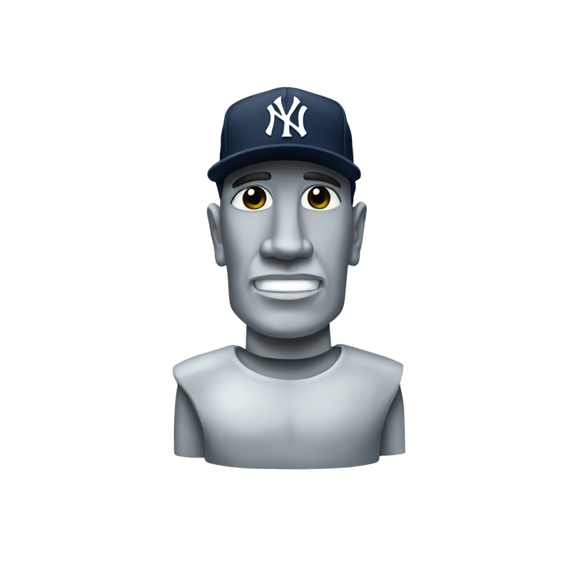 Moai statue New York Yankees hat