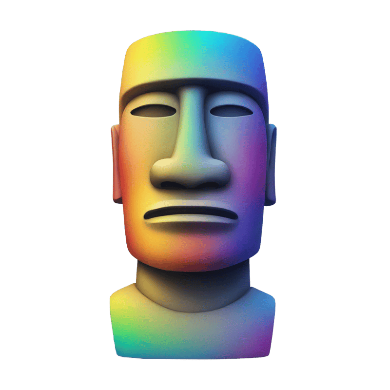 Moai statue rainbow