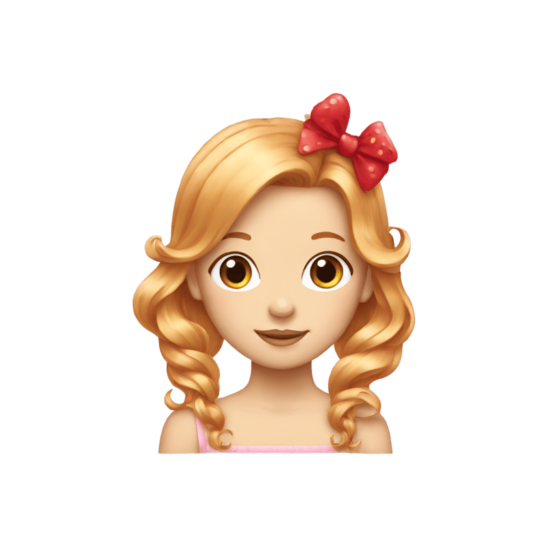 Mostly straight Strawberry blond hair with bow