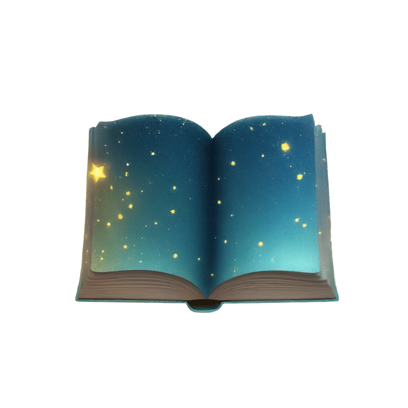 open book surrounded by sparkles