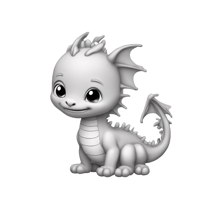 outline funny dragon baby simple