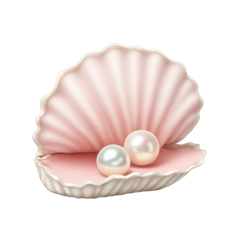 Pale Pink clamshell with pearl inside the open shell