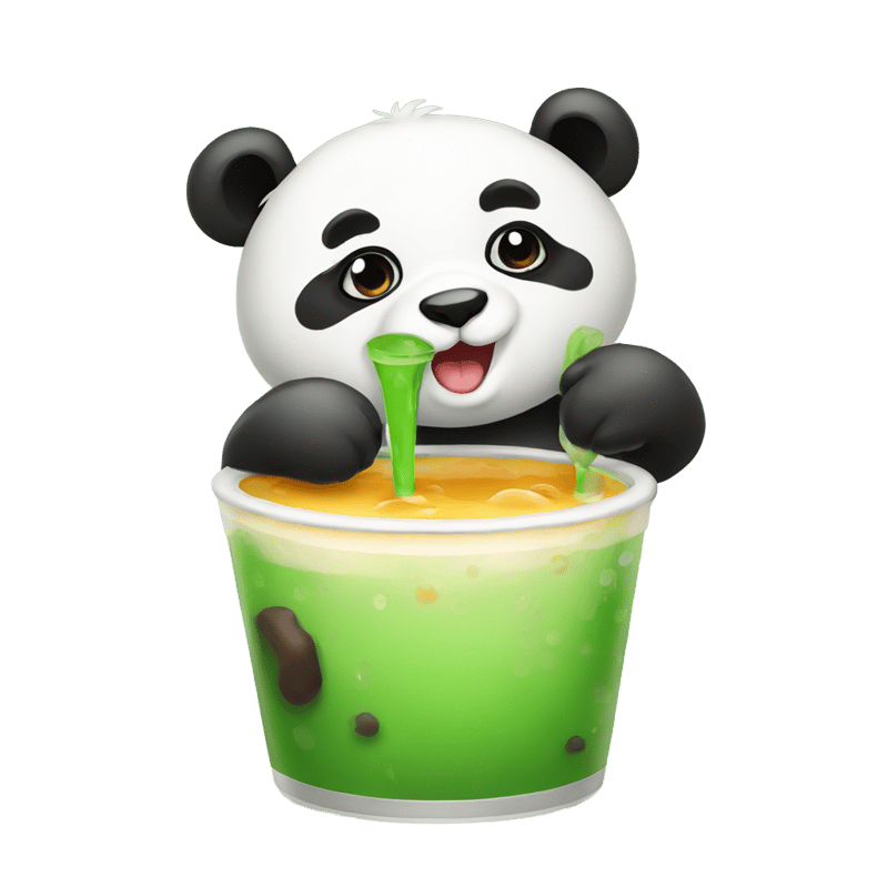 panda drinking boba