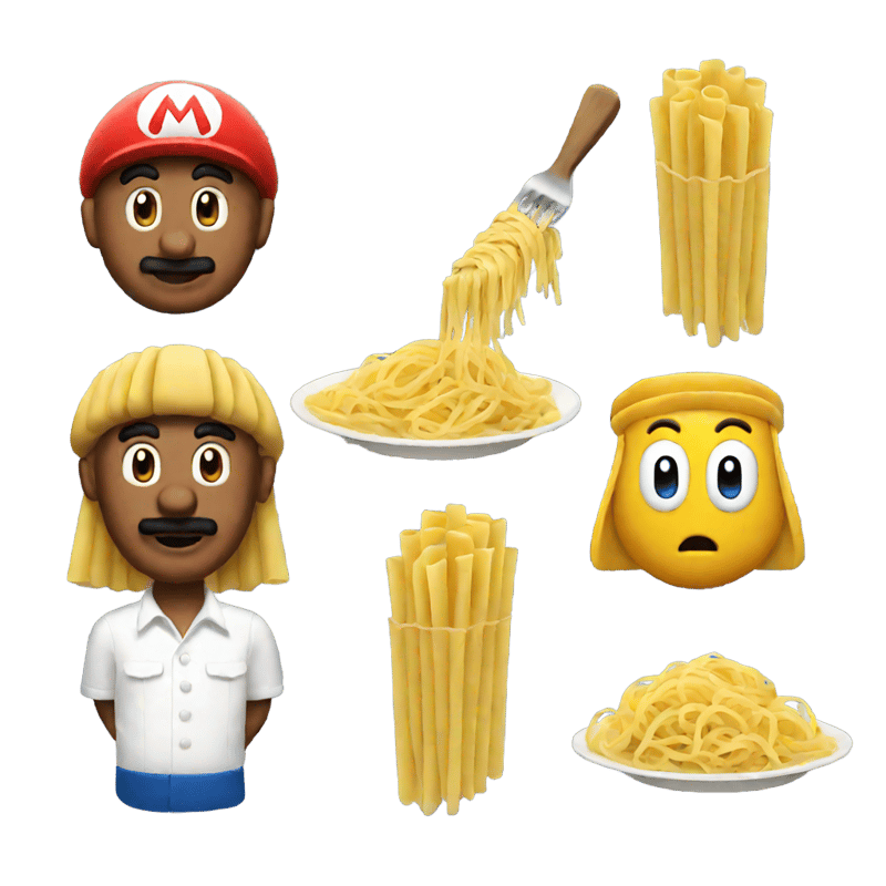 Pasta with super Mario and moai