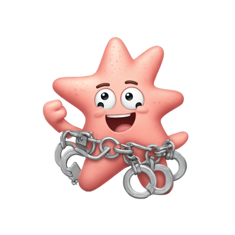 Patrick Star in handcuffs