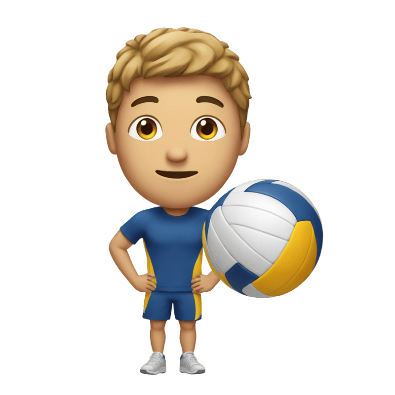 person with a volleyball as his face