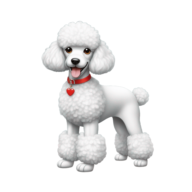 poodle wearing red shoes on its paws