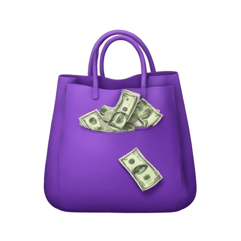 purple bag with money