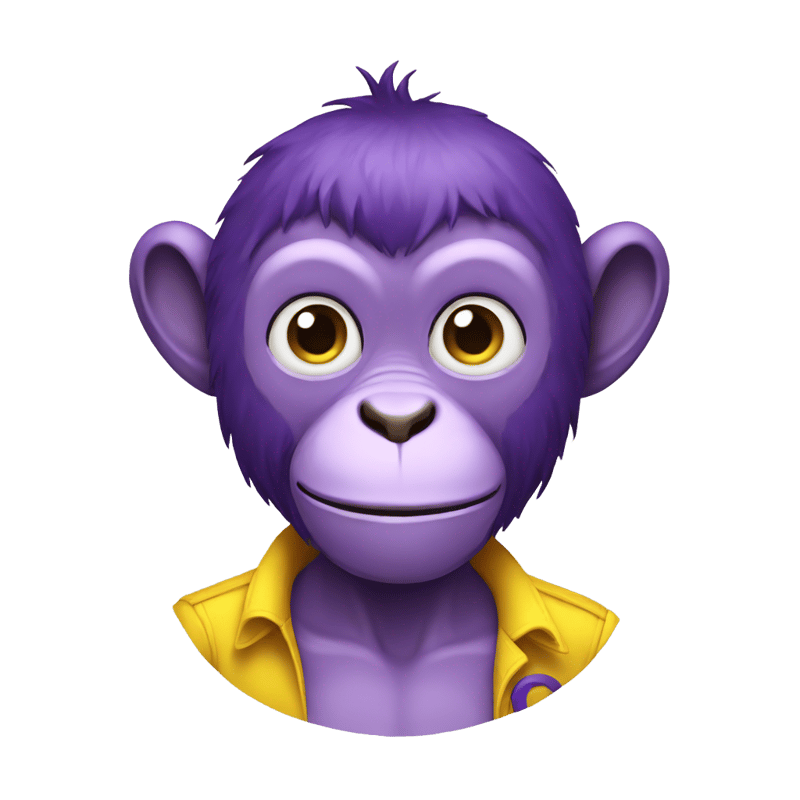 Purple monkey in a yellow shirt