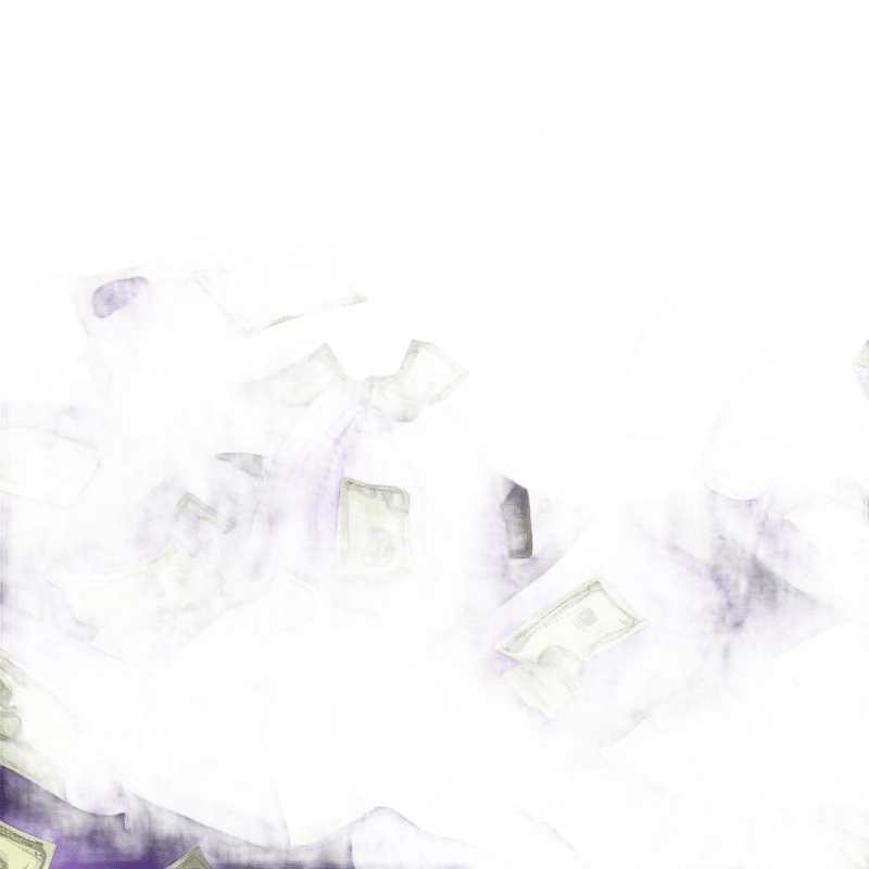 purple sacks with cash inside