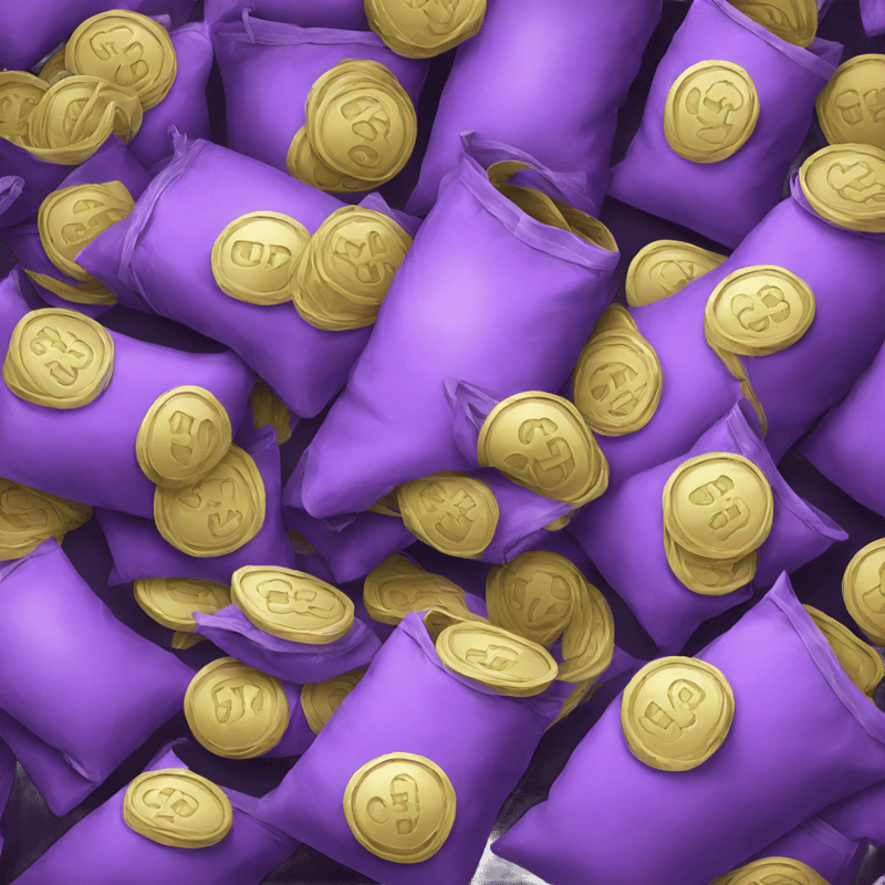 purple sacks with cash inside