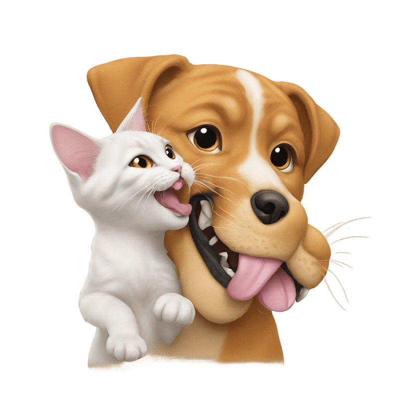 Pussy cat licking dog