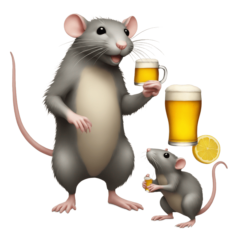 rat standing next to fullsize ale