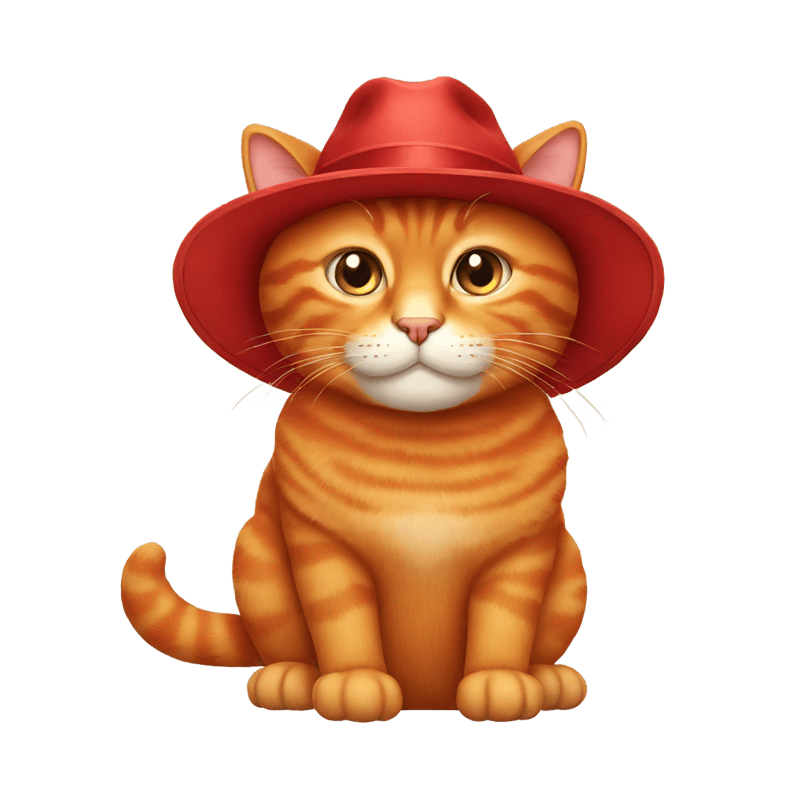 red cat with a hat