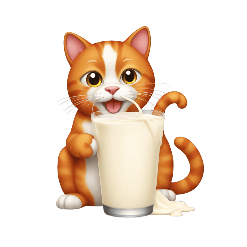 Red cat with milk