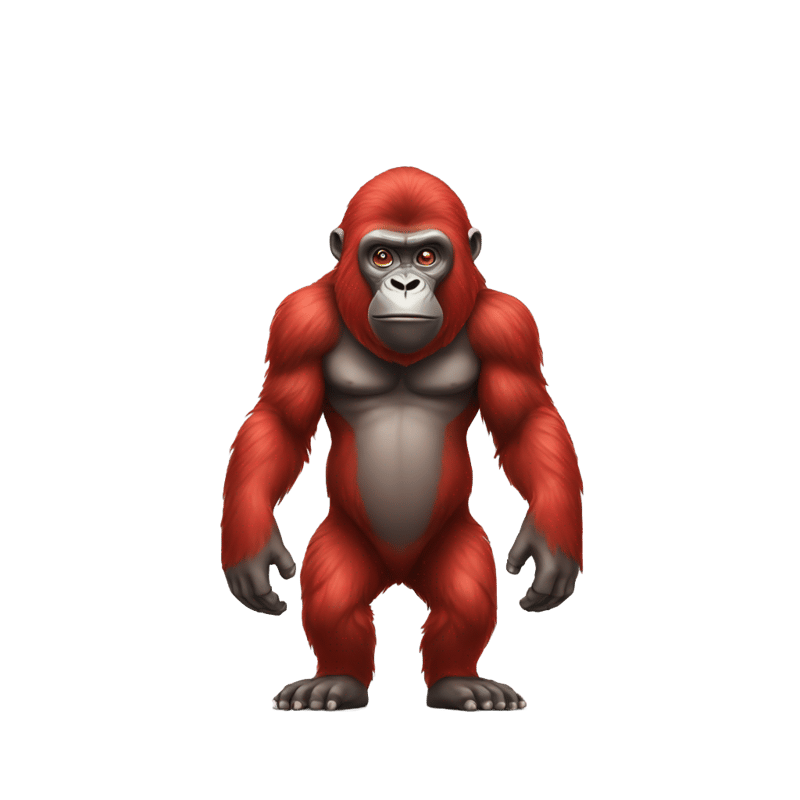 Red gorilla standing up