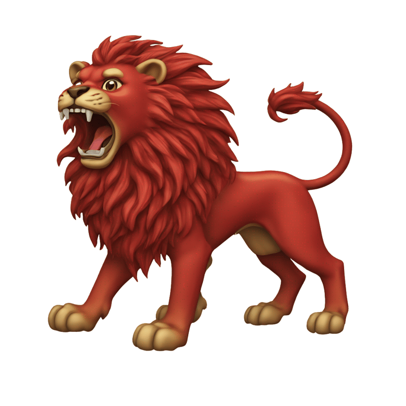 roaring red lion medieval emblem