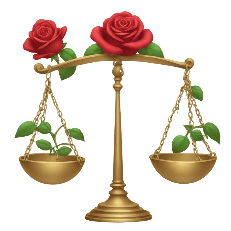 roses balancing in scales