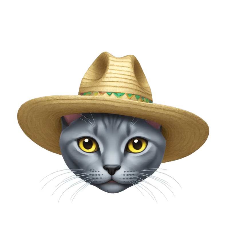 Russian blue cat with a sombrero