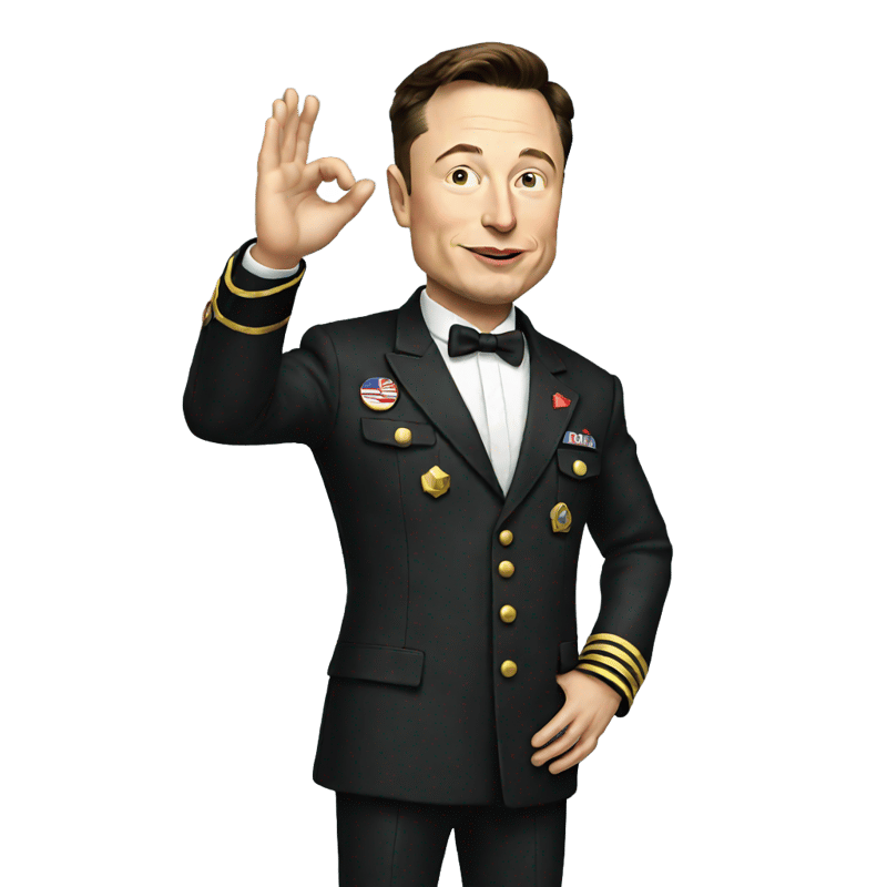 side view of elon musk doing fascist salute