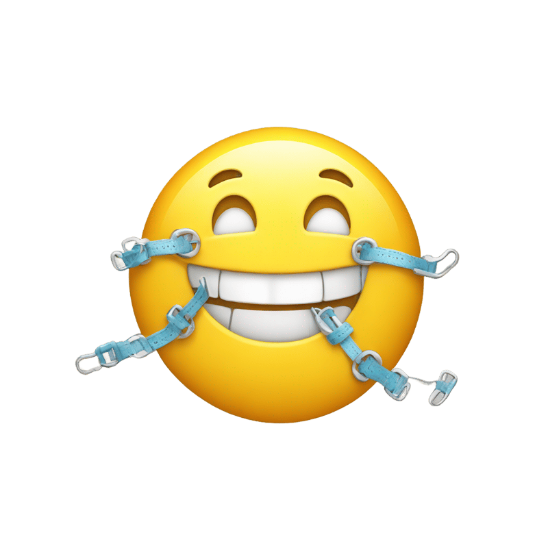 Smiley face emoji with braces