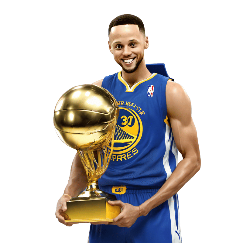 stephen curry holding up his mvp trophy while hitting the griddy