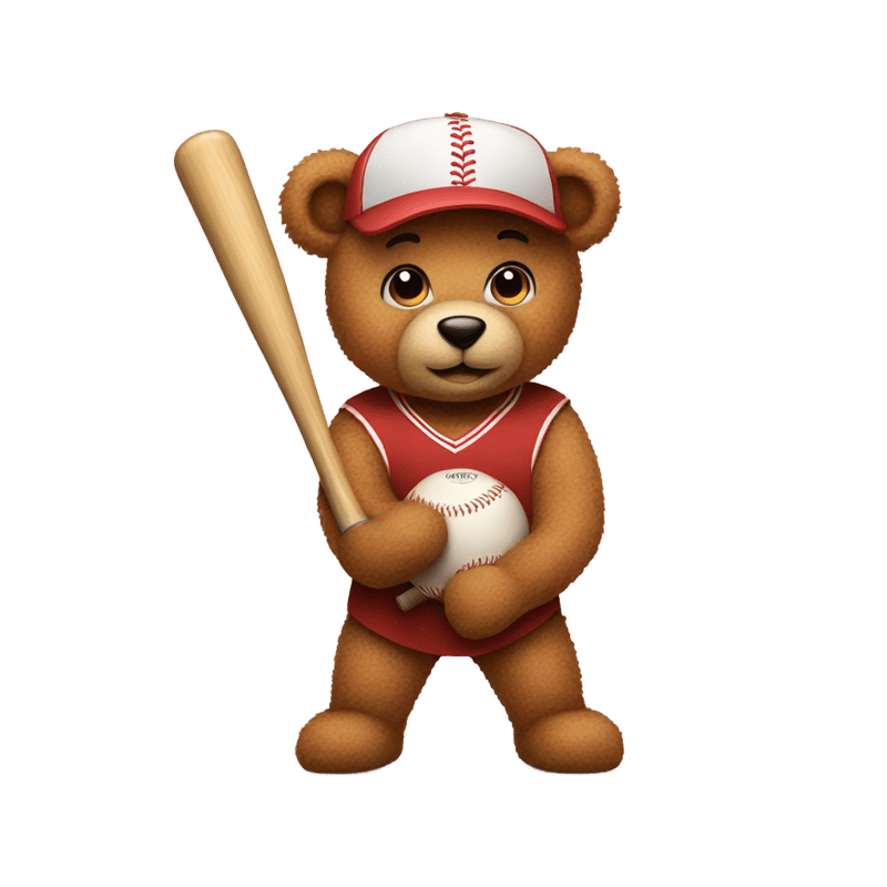 Teddy bear with a baseball bat