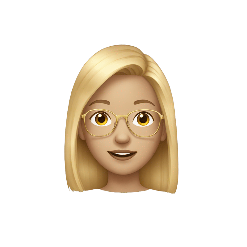 Teenage girl with warm blond hair light skin and gold glasses