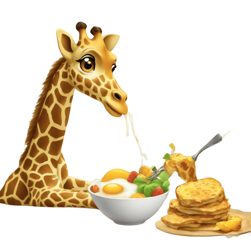 The giraffe is making breakfast.