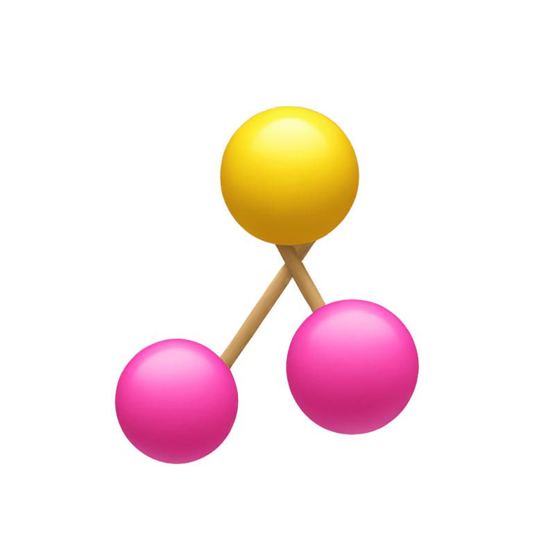 Two balls connected to yellow shaft and a pink cap on top