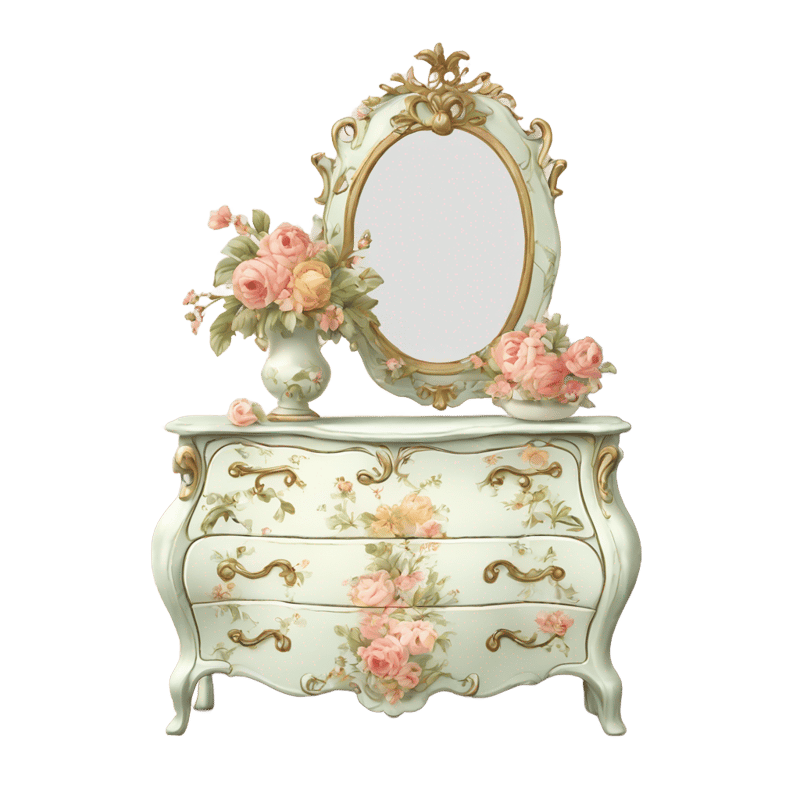 vintage rococo dainty floral dresser