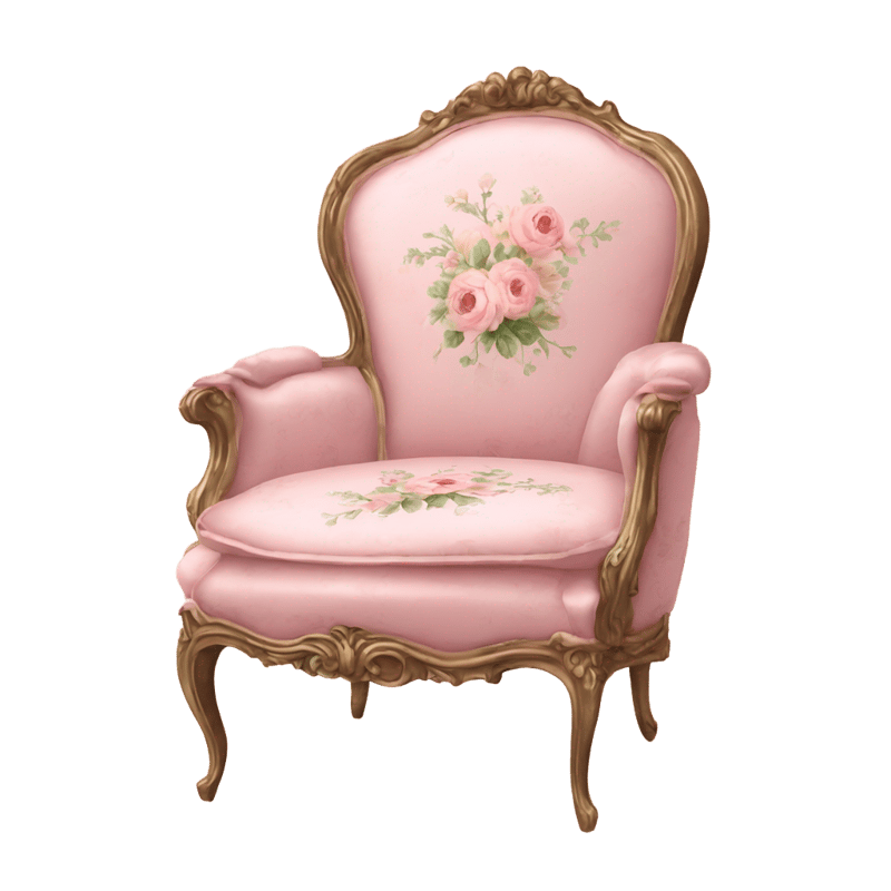 vintage rococo light pink dainty floral chair