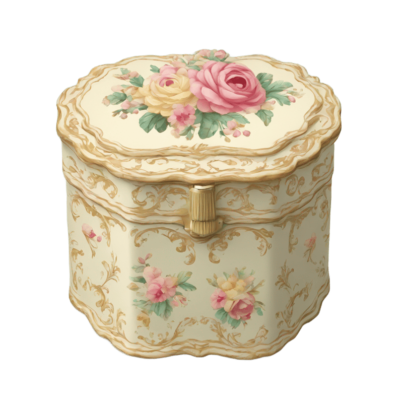 Vintage-style floral rococo cookie box