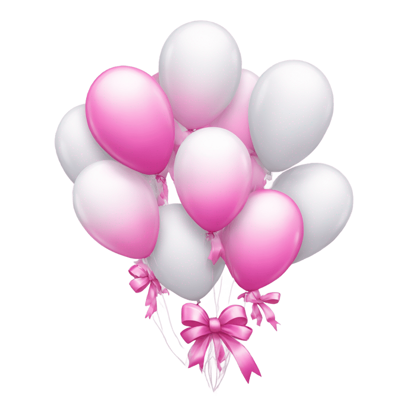 White party balloons decorated with pink bows