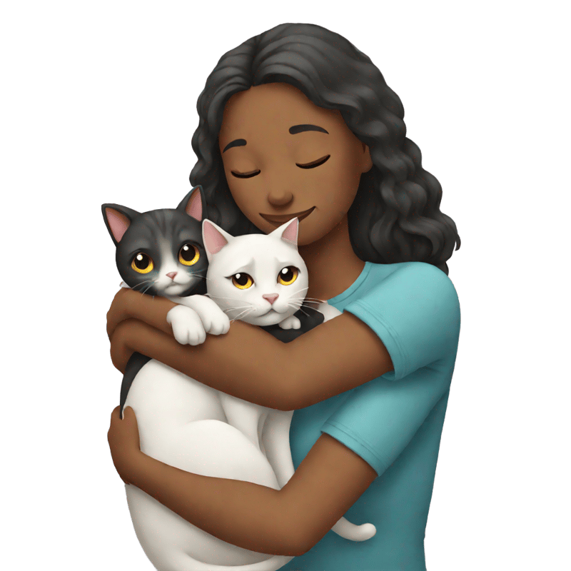 woman hugs cat