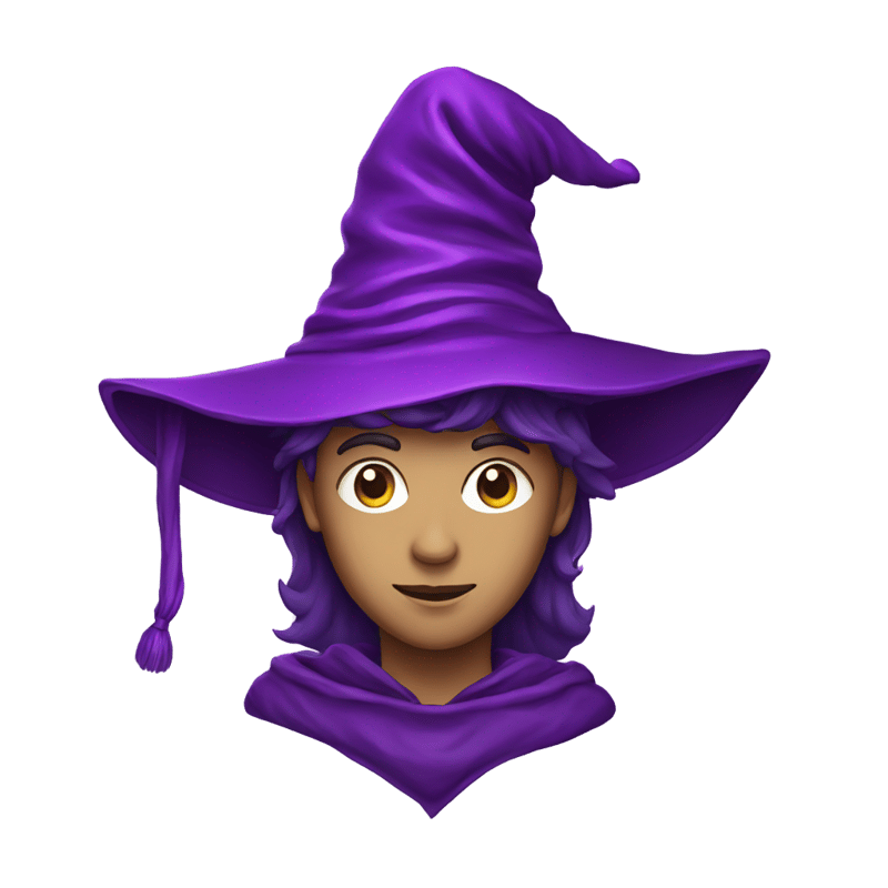 young wizard's head with purple palette hat