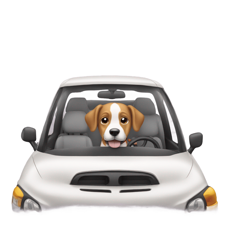 genmoji: Dog driving a car