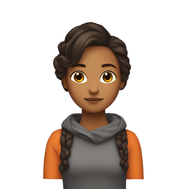 genmoji: Generate a white girl with dark brown hair holding on her arms bearded orange agama