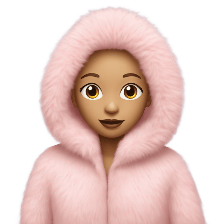 genmoji: Long pale pink Pink fur coat