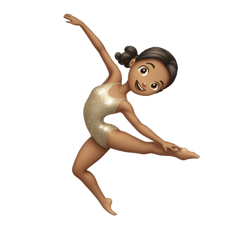 genmoji: a girl doing a backhandspring in a sparkly leotard